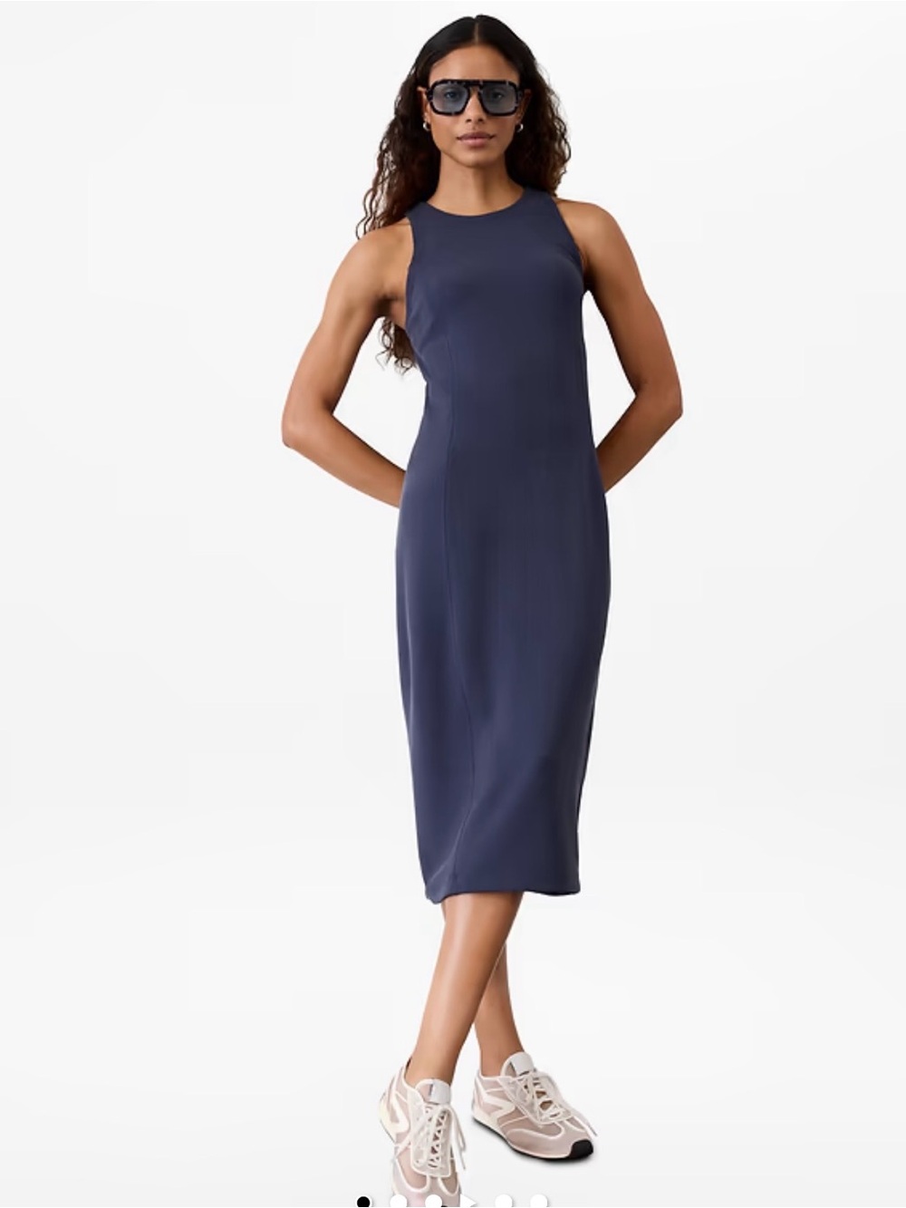 Athleta SeaSoft Midi Dress in Navy - sz L tall  - NWT